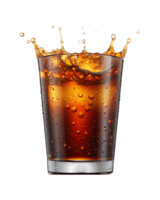 Refreshing cola drink with ice and splash. Summer refreshment. png