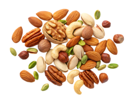 Assorted nuts mix, almonds, cashews, pistachios, walnuts. png