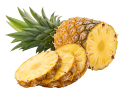 Juicy pineapple slices, ready to eat. Tropical fruit, healthy snack. png