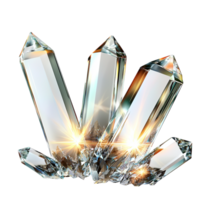 Shiny quartz crystals arranged together beautifully reflecting bright light creating a stunning visual effect a natural magical glow. png