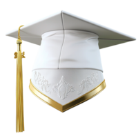 White graduation cap resting proudly on a diploma scroll representing academic achievement success the exciting beginning of a new journey. png