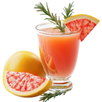 Refreshing glass of grapefruit juice a slice garnish rosemary sprigs representing health vitality the delicious taste of citrus fruits. png