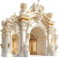 Majestic baroquestyle palace entrance gr columns intricate sculptures representing opulence history the magnificence of royal architecture. png