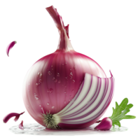 Freshly sliced red onion vibrant layers delicate texture representing cooking ingredients healthy eating the flavorful essence of aromatic vegetables. png