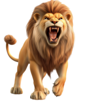 Angry roaring lion a powerful stance open jaws representing dominance aggression authority the primal force of the wilderness. png
