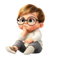 Intelligent young boy glasses sitting confidently representing curiosity knowledge learning the potential of young minds to achieve greatness. png