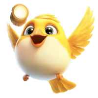 Cheery yellow canary fluttering singing brightly, spreading warmth, joy, uplifting vibes everywhere. png