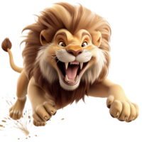 Furious lion roars jaws wide, projecting dominance, raw force, wilderness authority. png