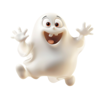 Cheerful cartoon ghost floats playfully in the air, spreading fun, lighthearted, spooky Halloween vibes. png