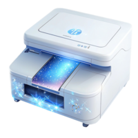 Quirky office printer featuring animated expressive eyes, injecting humor personality into routine administrative tasks. png