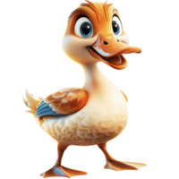 Confident white duck a bright beak tiny feet explores its surroundings eagerly, radiating curiosity, charm, lively energy. png