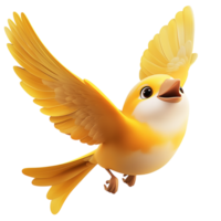 Cheery yellow canary flutters its wings while singing brightly, spreading joy, warmth, uplifting melodies throughout its surroundings. png