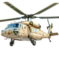 Mighty military helicopter soars through the skies, rotors spinning rapidly, showcasing advanced aviation technology, strength, aerial security dominance. png