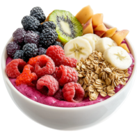 Smooth creamy yogurt topped crunchy granola fresh juicy fruits creates a nourishing delightfully delicious breakfast meal. png