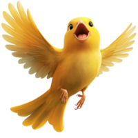 Cheery yellow canary flutters delicate wings while singing joyfully, spreading warmth, positivity, uplifting melodies throughout its surroundings. png