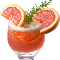 Zesty grapefruit juice served rosemary garnish delivers vibrant citrusy freshness, incredible health benefits, aromatic drinking indulgence. png