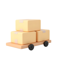 Boxes on a Cart Ready for Delivery with a Plain Background png