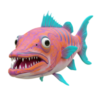 Cartoon Barracuda Illustration with Open Mouth and Sharp Teeth Isolated png