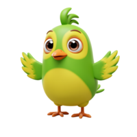 Cartoon Green Bird Character with Open Wings on White Background png