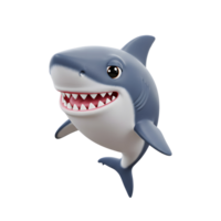 Cartoon Shark Character Smiling with Sharp Teeth on White Background png