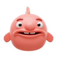 Cartoon Pink Blobfish Character with Sad Expression on White Background png
