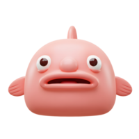 Cartoon Blobfish Illustration with Funny Expression and Pink Color png