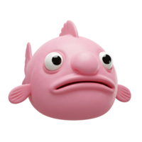 Pink Blobfish Illustration with Googly Eyes Floating on White Background png