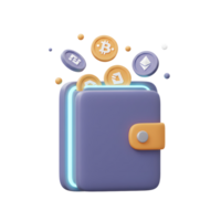 Digital Crypto Wallet with Bitcoin, Ethereum and Other Coins Illustration png