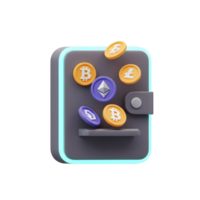 Cryptocurrency Digital Wallet with Bitcoin Ethereum and Litecoin Coins png