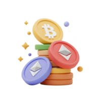 Stack of Cryptocurrency Coins Bitcoin and Ethereum Digital Currency Concept png