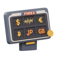 Forex Trading Monitor Displaying Currency Symbols and Market Volatility png