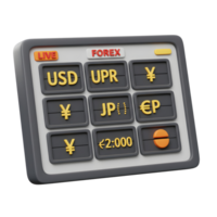 Forex Trading Monitor with Currency Symbols Including USD and Yen png
