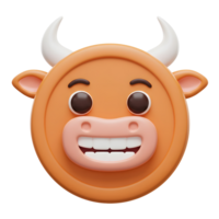 Smiling Bull Emoji Character with Horns and Big Grin for Design png