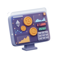 Cryptocurrency Trading Analysis on Computer Display with Bitcoin and Litecoin png