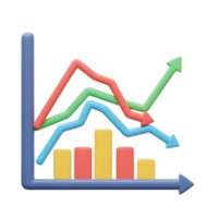 Analyzing Colorful Business Graph Chart with Rising and Falling Trends png