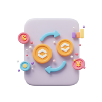 3D Rendering of Currency Exchange with Dollar, Yen and Graph png