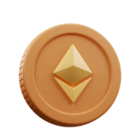 Ethereum Coin Rendering Depicting Cryptocurrency and Blockchain Technology on White png