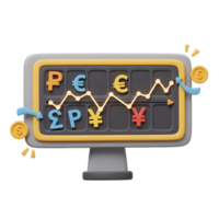 Currency Exchange Rate Fluctuations Displayed on Computer Screen with Rising Trend png