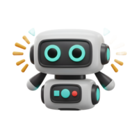 Cute 3D Robot Character with Glowing Lights on a White Background png