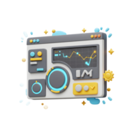 Abstract Dashboard Interface with Glowing Line Graph and Colorful Elements png