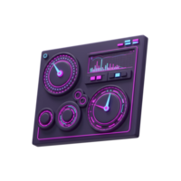 Rendering of Control Panel Dashboard Displaying Gauges and Graph Data png