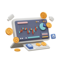 Cryptocurrency Trading Chart with Bitcoin and Altcoin Investment on Computer png