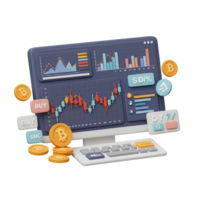 Trading on Computer with Bitcoin Crypto Currency Candlestick Chart Diagram png