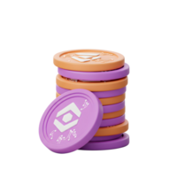 Digital Currency Stack with Abstract Technology Symbol on White Background png