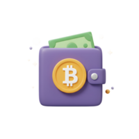 Wallet with Bitcoin Symbol and Cash Digital Finance Concept png