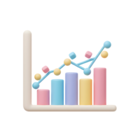 3D Rendering of Growing Graph Chart with Pastel Colors on White png