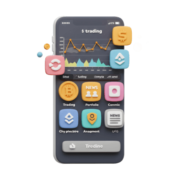 Móvel aplicativo mostrando criptomoeda negociação gráficos e investimento oportunidades png