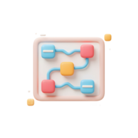 3D Flowchart Illustrating Process or Connection with Colorful Blocks png