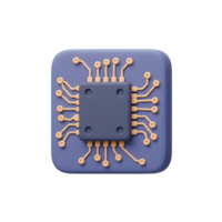 Computer Chip Icon Close Up Depicting Technology and Data Processing png