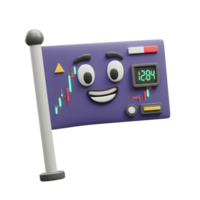 Cartoon Style Flag Displaying Stock Market Data and Financial Indicators png